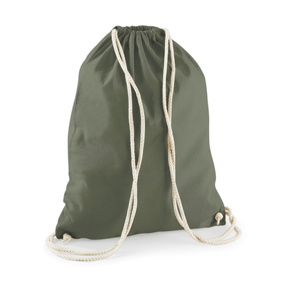 Heavyweight organic cotton tote bag with custom print, 340 g/m², Olive Green