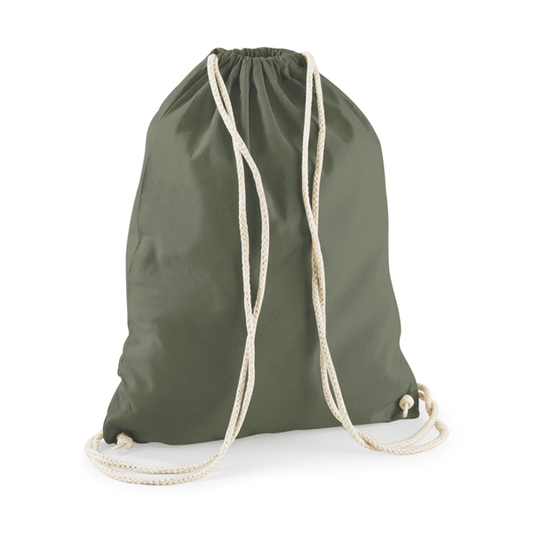 Heavyweight organic cotton tote bag with custom print, 340 g/m², Olive Green