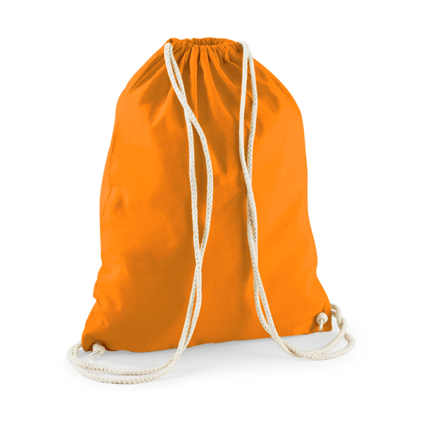 Drawstring Cotton Gymsac with Custom Print - Orange