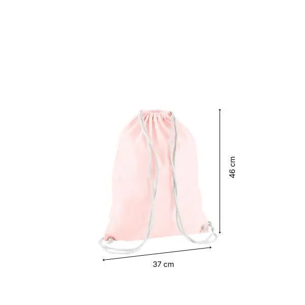 Drawstring Cotton Gymsac with Custom Print – Pastel Pink in White – image 2