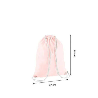 Drawstring Cotton Gymsac with Custom Print – Pastel Pink in White – image 2