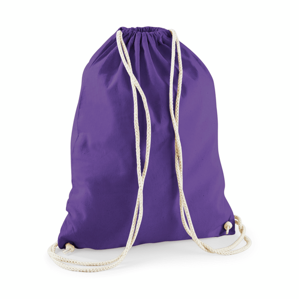 Drawstring Cotton Gymsac with Custom Print - Purple