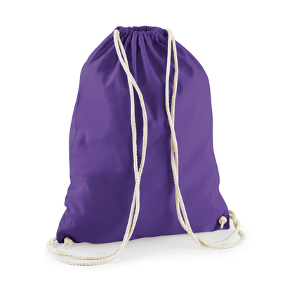 Drawstring Cotton Gymsac with Custom Print - Purple