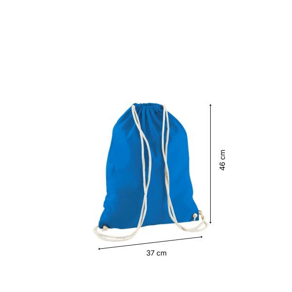 Drawstring cotton gymsac with custom print Sapphire Blue