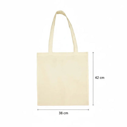 Ecru / Natural White Cotton Tote Bag with Logo Print (100 g/m², 38×42 cm) – image 2