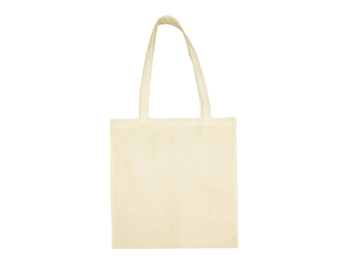 Ecru / natural white cotton tote bag with long handles and custom logo print, 100 g/m², 38 × 42 cm
