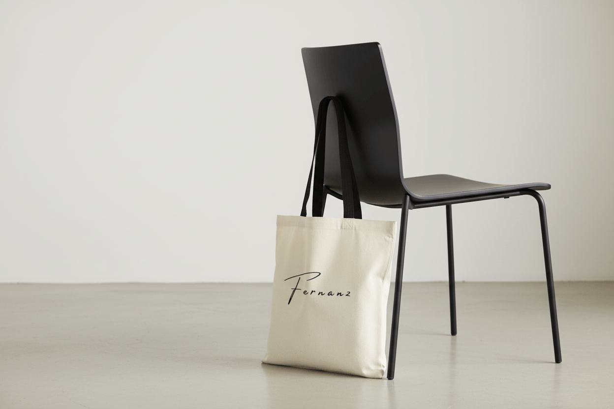 Vit tygkasse i bomull med logotryck (140 g/m², 38×42 cm)
