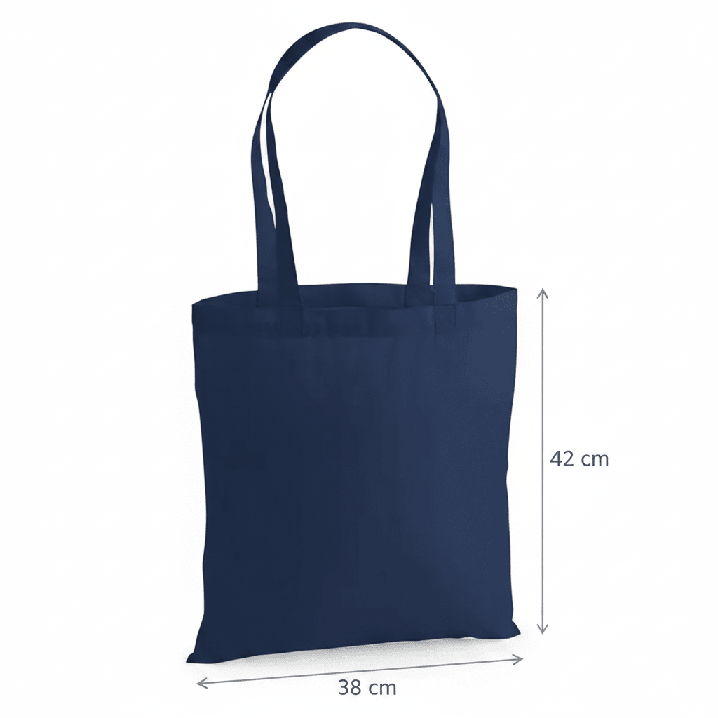 Ranskalaisen laivastonsininen premium-kangaskassi puuvillasta 38 × 42 cm (200 g/m²) – kuva 2
