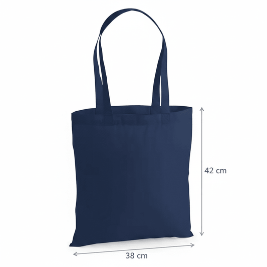 Ranskalaisen laivastonsininen premium-kangaskassi puuvillasta 38 × 42 cm (200 g/m²) – kuva 2