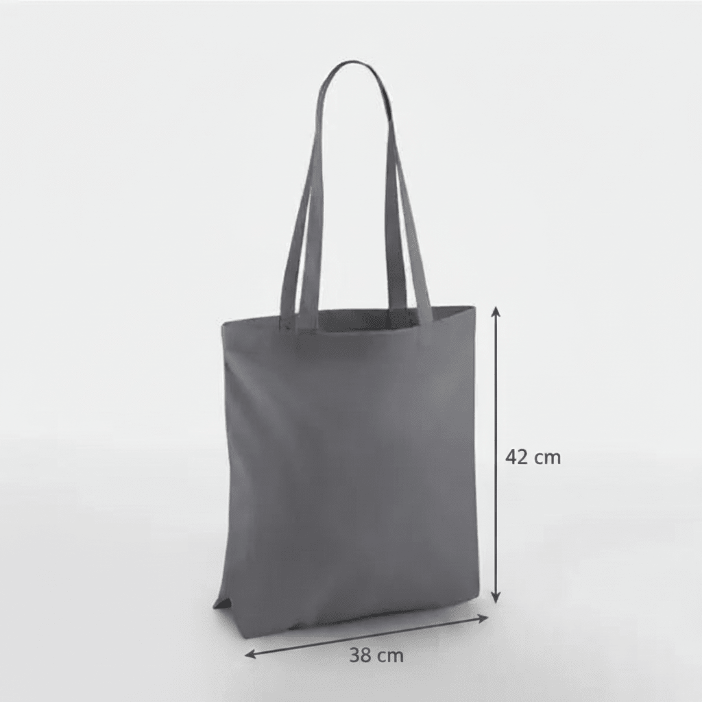 Graphite Grey Classic Cotton Tote Bag, 38 × 42 cm, 140 g/m² cotton with long handles – alternate product photo