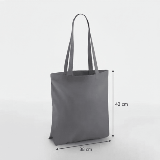 Grafitgrå mulepose, 38 × 42 cm, 140 g/m² bomuld med lange hanke – alternativt produktfoto