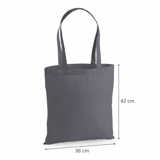 Grafiitinharmaa premium-kangaskassi puuvillasta 38 × 42 cm (200 g/m²) – kuva 2