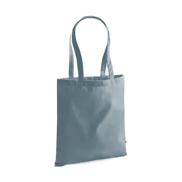 Heavyweight Organic Cotton Tote Bag with Print, 340 g/m² – Dusty Blue