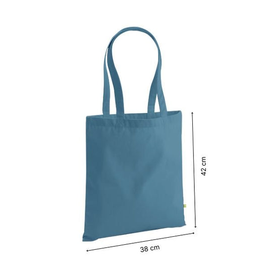 Tote bag épais en coton bio avec impression personnalisée, 340 g/m² – Bleu grisé