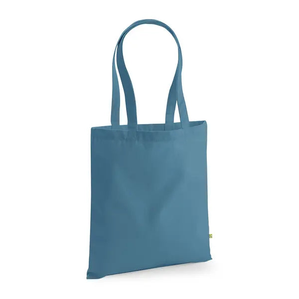 Bolsa de algodón orgánico de gran gramaje con estampado, 340 g/m², en azul aviador – imagen 1