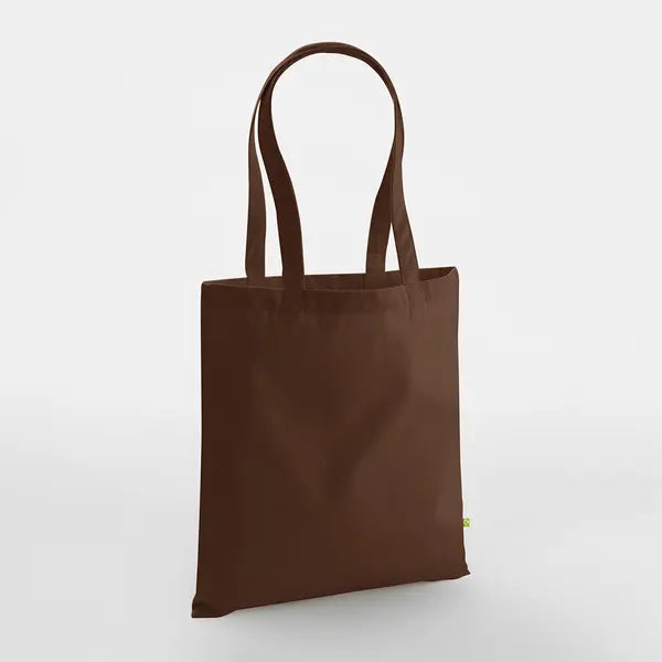 Kraftig økologisk bomuldspose med tryk, 340 g/m² – Cappuccino beige