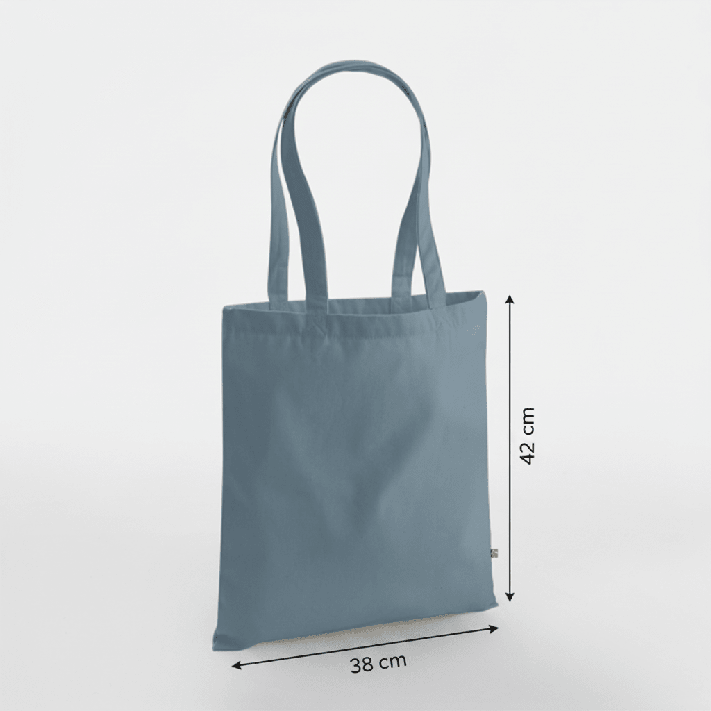 Tote bag épais en coton bio avec impression personnalisée, 340 g/m² – Bleu gris poudré
