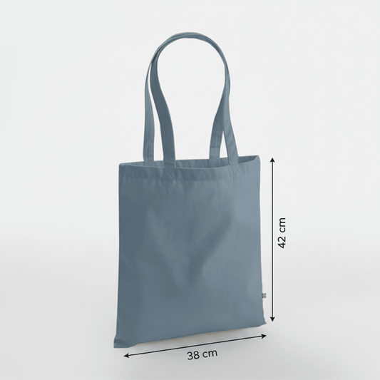 Tote bag épais en coton bio avec impression personnalisée, 340 g/m² – Bleu gris poudré