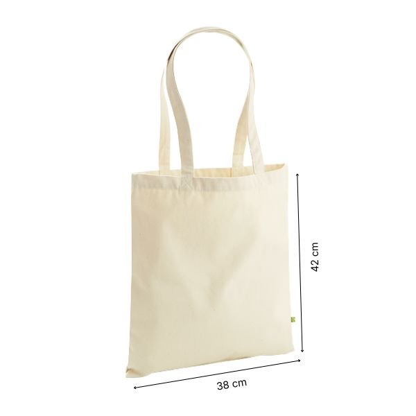 Schwere Bio-Baumwolltasche mit individuellem Druck, 340 g/m² – Naturweiß