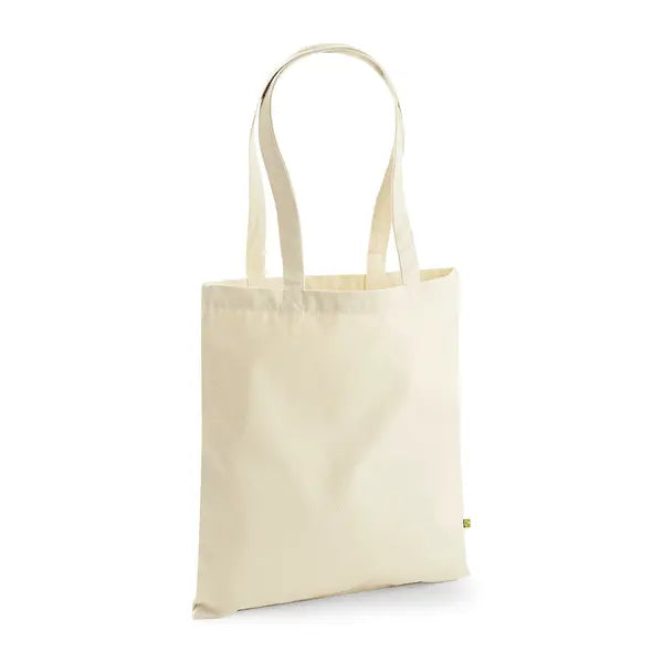 Kräftige Bio-Baumwolltasche mit Druck, 340 g/m² – Naturweiß