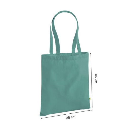 Tote bag épais en coton bio avec impression personnalisée, 340 g/m² – Vert sauge