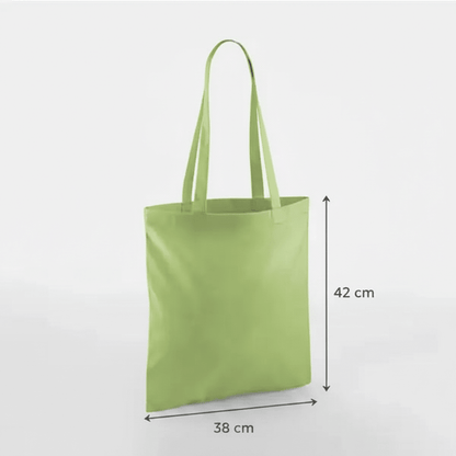 Kiwigrøn mulepose, 38 × 42 cm, 140 g/m² bomuld med lange hanke – alternativt produktfoto