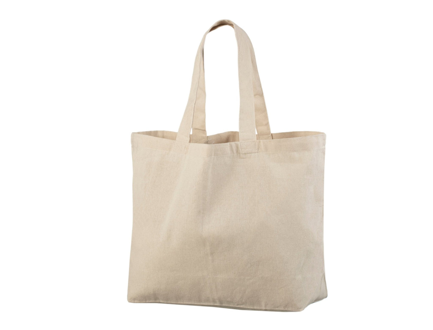 Stor naturfärgad tygkasse med bottenveck (220 g/m², 60 × 40 + 16 cm)