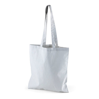Lysegrå mulepose i bomuld med logotryk, 140 g/m², 38 × 42 cm