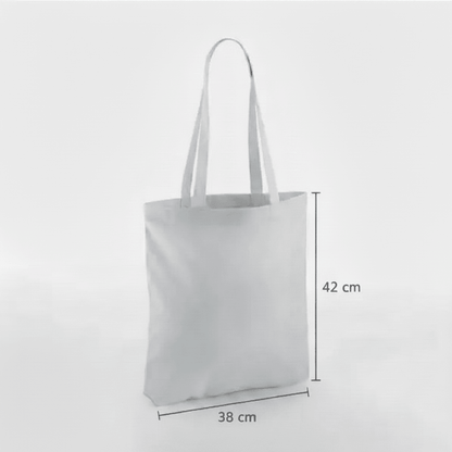Lysegrå mulepose, 38 × 42 cm, 140 g/m² bomuld med lange hanke – alternativt produktfoto