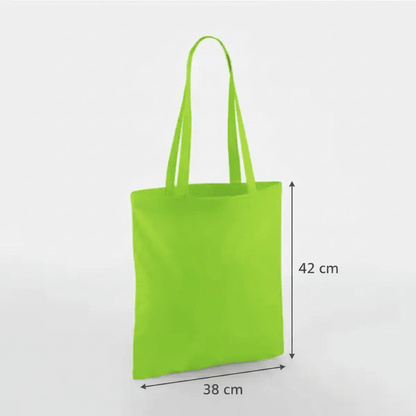 Limegrøn mulepose, 38 × 42 cm, 140 g/m² bomuld med lange hanke – alternativt produktfoto