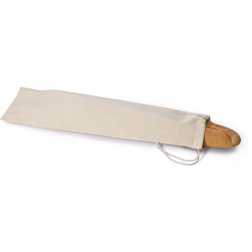 Naturfärgad baguettepåse i bomull med dragsko, 15 × 62 cm, 130 g/m²