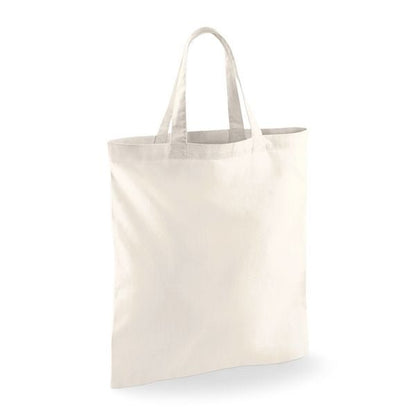 Natural White Cotton Tote Bag with Short Handles and Logo Print 140 g/m² 38x42 cm