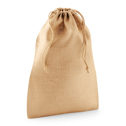 Bolsa de yute con cordón, natural, con estampado personalizado (300 g/m², L, 40 × 55 cm)
