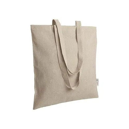 Luonnonvärinen meleerattu kierrätyskangaskassi, 38 × 42 cm, 140 g/m²