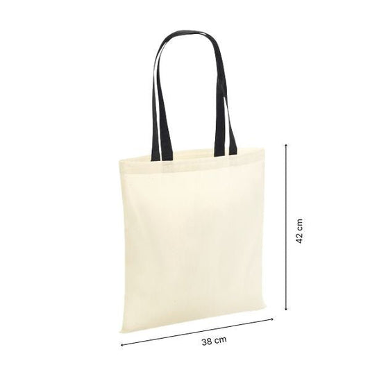 Tote bag en coton avec anses colorées et impression personnalisée – Noir