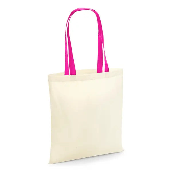 Natural con asas rosa fucsia: bolsa de tela con estampado personalizado (140 g/m², 38×42 cm) – imagen 1