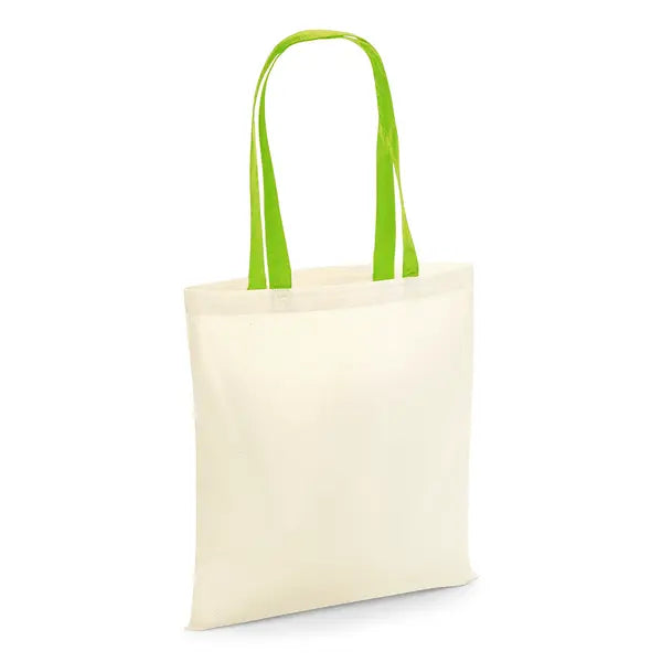 Natural con asas verde lima: bolsa de tela con estampado personalizado (140 g/m², 38×42 cm) – imagen 1