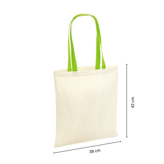 Tote bag en coton avec anses colorées et impression personnalisée – Vert citron