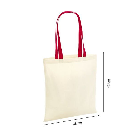 Tote bag en coton avec anses colorées et impression personnalisée – Rouge