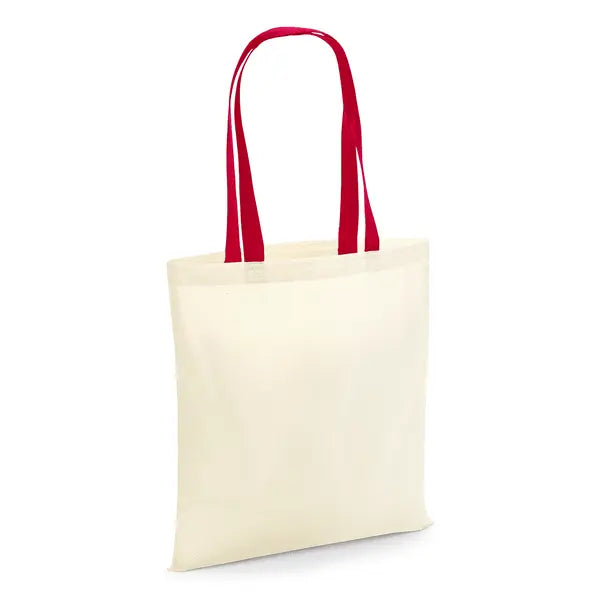 Natural w. Red Handles: Tote Bag with Logo Print (140 g/m², 38×42 cm)