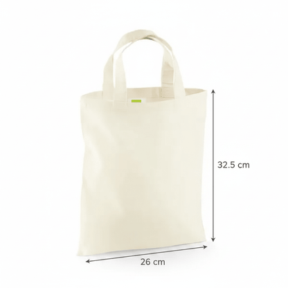 Naturvit mini-tygpåse i bomull med eget tryck (140 g/m², 26 × 32,5 cm) – bild 2