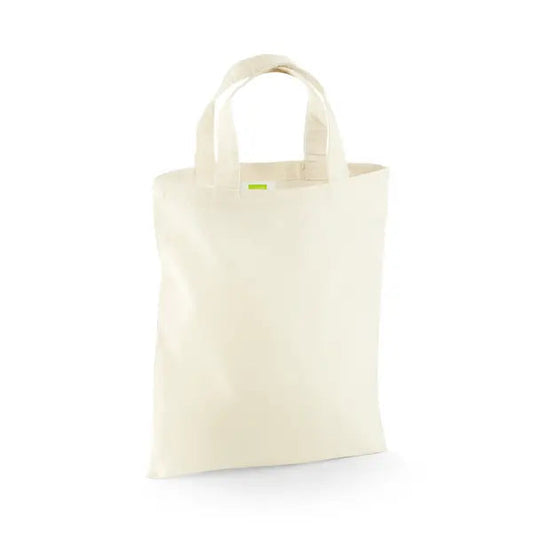 Naturfarvet mini bomulds mulepose med eget logotryk, 140 g/m², 26 × 32,5 cm