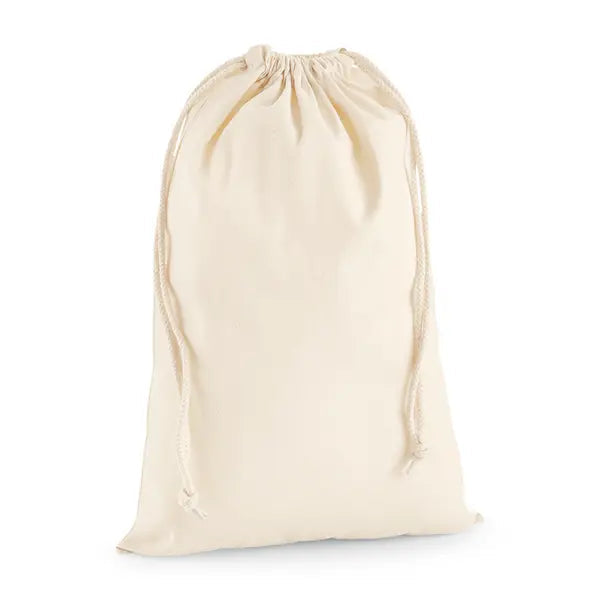 Pochon en coton blanc naturel personnalisé à cordon, XL, 200 g/m², 49,5 × 75 cm