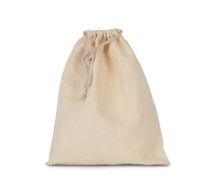 Natural cotton drawcord pouch with drawstring closure and custom print, 220 g/m², S size, 13 × 15 cm