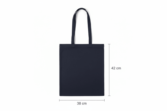 Navy cotton Tote Bagsm with Logsmo print 140 Gsmsm 2 38 x 42 cm cm