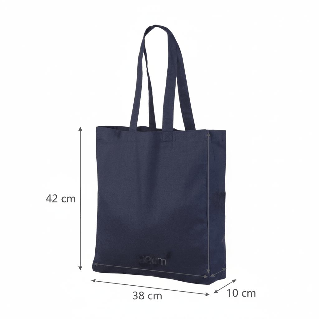 Tote bag personnalisé avec impression (220 g/m², 38×42 cm, soufflets latéraux et fond)