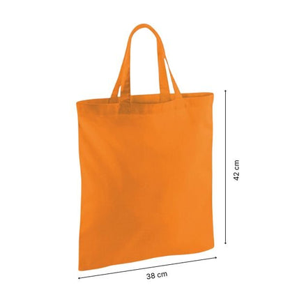 Orange Cotton Tote Bag with Short Handles and Logo Print 140 g/m² 38x42 cm