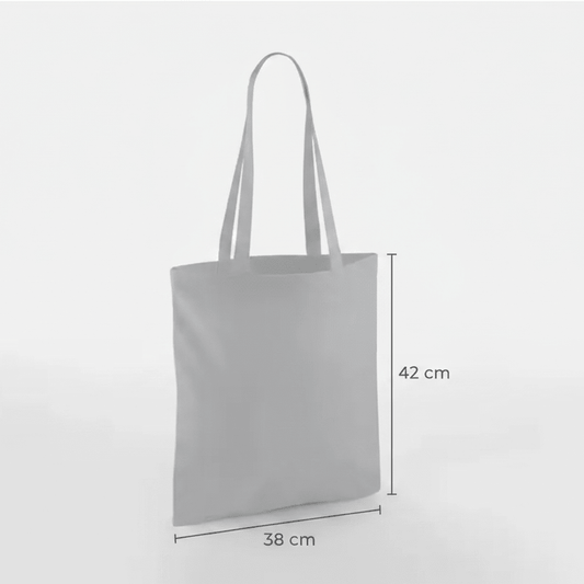 Ren grå klassisk mulepose i bomuld 38 × 42 cm (140 g/m²) – billede 2