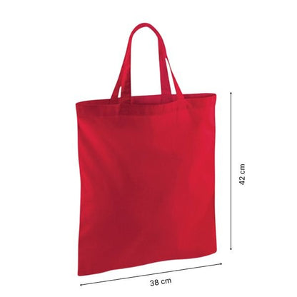 Red Cotton Tote Bag with Short Handles and Logo Print 140 g/m² 38x42 cm