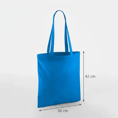 Safirblå klassisk mulepose i bomuld 38 × 42 cm (140 g/m²) – billede 2